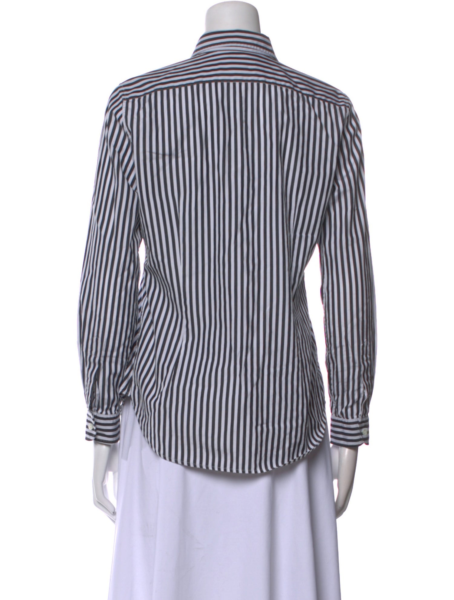 Nili Lotan Striped Long Sleeve Button-Up Top